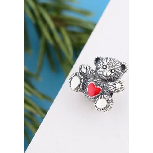 Fit Original Pandora Charm Bracelet 925 Sterling Silver Vintage Setting Bear Bead For Making Women Valentine Wife Berloque 2021