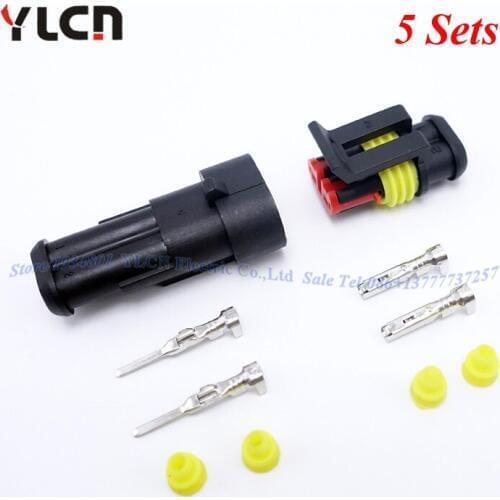 1.5 Connectors 5 Sets/Kit 2 Pin/Way Waterproof Electrical Wire Connector DJ7021-1.5 Male and female Automobile Connector