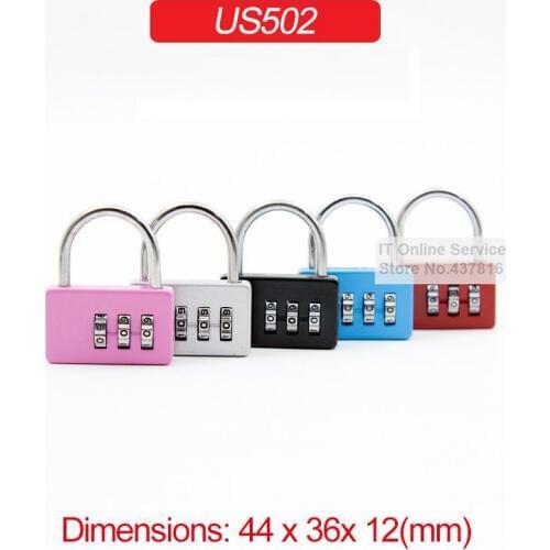 1PCS Mini 3 Digit Combination Password Padlock Iron hook Plating Padlock Luggage Backpacks Zipper Bags Padlock US502