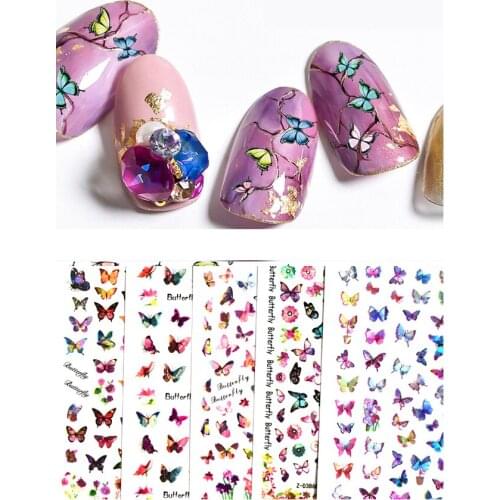 10PCS Laser Reflective Butterfly Pattern Collection Nail Sticker Art Beauty Female Nail Slider