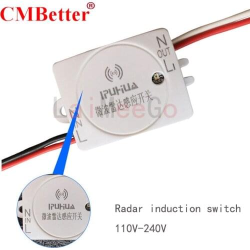 110-240V Radar Inductive Switch Human Body Microwave Inductive Switch 200W Internal And External LED