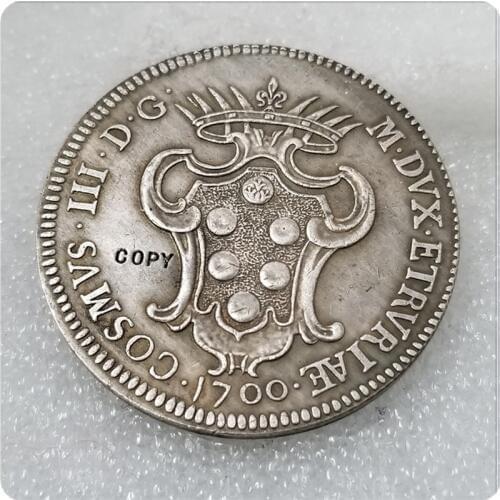 1700 Italy 1 Pezza Della Rosa Cosimo III Silver COPY Coin