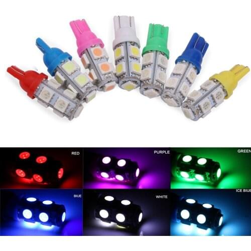 2PCS T10 W5W 194 LED Bulbs 5050 9 SMD Car Ceramic Wedge Clearance Lights Interior Dome Light Truck Lamp Car Styling 6000k White