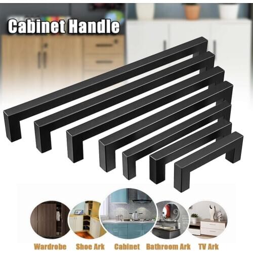 3-15 inch black stainless steel square closet drawer cabinet pull bathroom cabinet handle door handle furniture kitchen cabinet