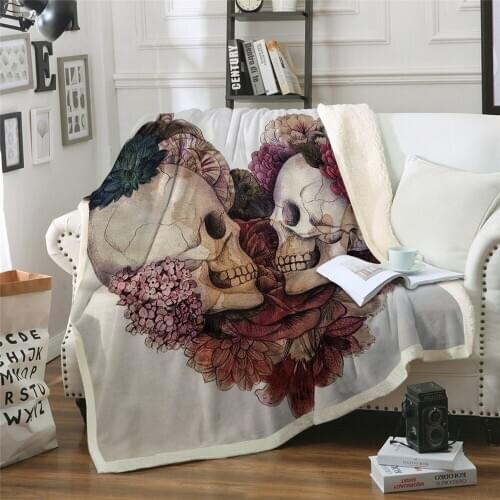 3D Skull Heart blanket Plush Throw Blankets for Kid Adult Thin Quilt