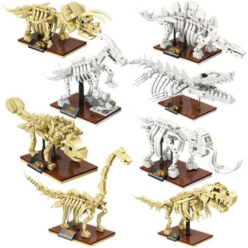 Jurassic World 3D Dinosaurs Fossils Skeleton Model Building Blocks Bricks Dino Museum Educational DIY Toys For Children gifts