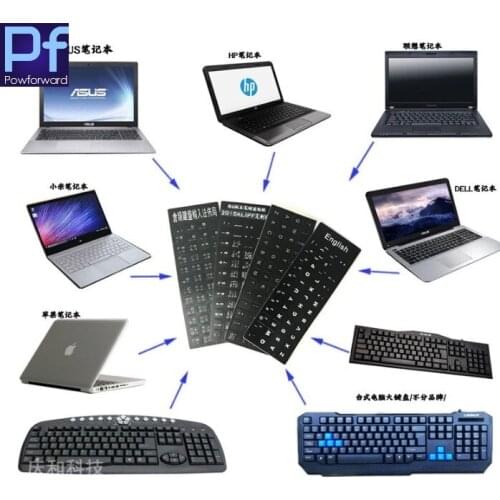 7PCS/Lot Italian THAI Turkish Hebrew Spanish Espanol French Aribic Arabic English Farsi Russian Keyboard Stickers 10 -17 inch