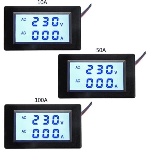 AC 80-500V Voltage Ammeter Current Monitor LCD Panel Dual Display Digital Voltage Amplifier Power Multimeter Voltmeter