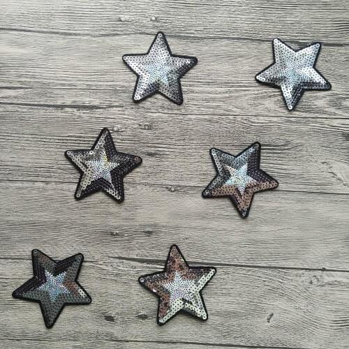 6pcs/lot Star Applique Sequined Iron on Sequins Patches For Clothes Bag Sticker Diy Craft Repair Decoration High Quality