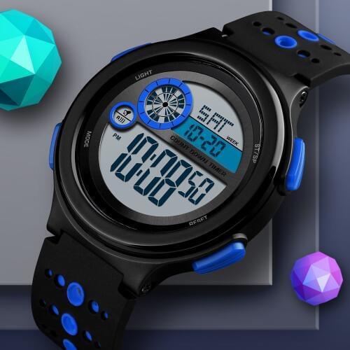 Men Digital Sports Watch Top SKMEI Brand Countdown Waterproof Watches Mens LED Electronic Clock 12/24 Hour Relogio Masculino