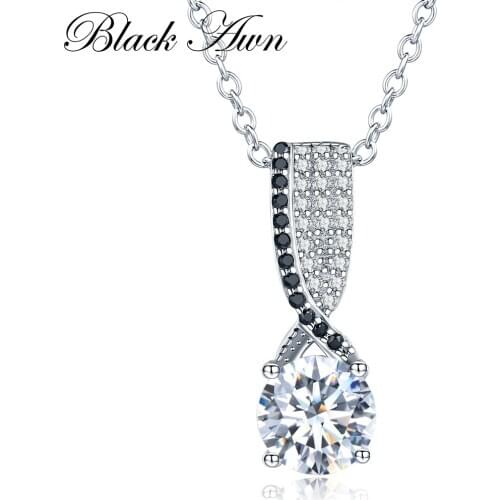 Black Awn New Vintage 4g 925 Sterling Silver Necklace Trendy Engagement Necklaces for Women Wedding Pendants Bijoux P013