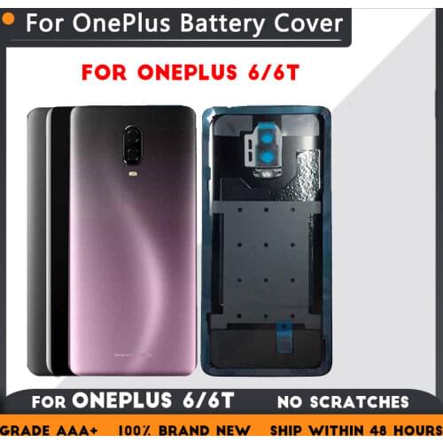 For OnePlus 6 6T rear battery cover door rear glass 1+6T case + original glass for camera lens