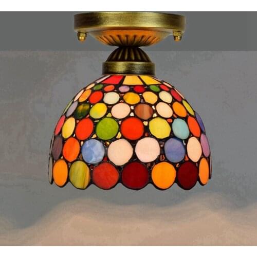 European-Style 8-Inch 20cm Tiffany Colored Glass Corridor Corridor Balcony Small Ceiling Light Colorful Bar Lamps