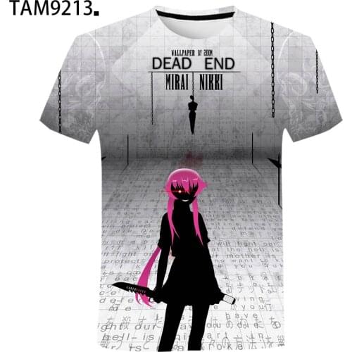 Japanese Anime Mirai Nikki 3D T-Shirt Mens Womens Summer New Fashion Street Style Childrens Cute Quick Drying Top