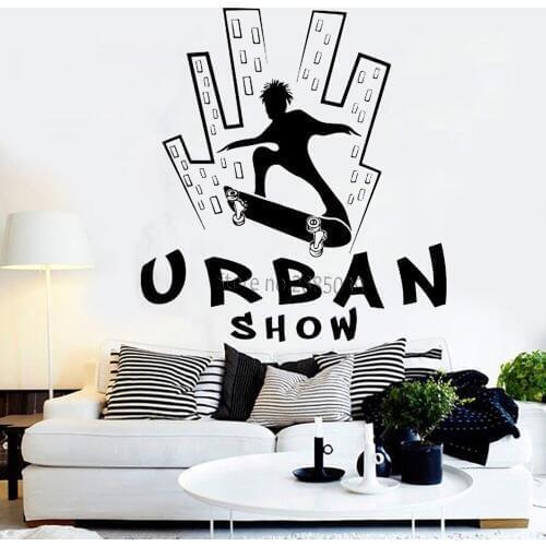 Urban Show Wall Decal Vinyl Skate Stickers Skateboard Extreme Sports Wallpapers Removable Home Decor Funny Sport Decals LC933