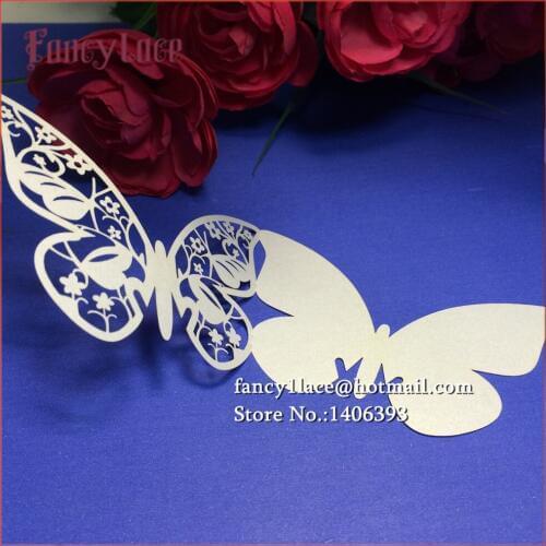 Hot 50pcs Paper Wedding Favor gift Cards Laser cut Butterfly Wedding tags wish cards Message Cards for Birthday Party Decoration