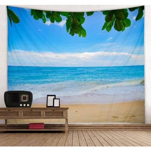 XIANYUNHE Green Leaf Beach Print Wall Tapestry Cheap Hippie Wall Hanging Hohemian Tapestry Tapestry Mandala Wall Art Decorat