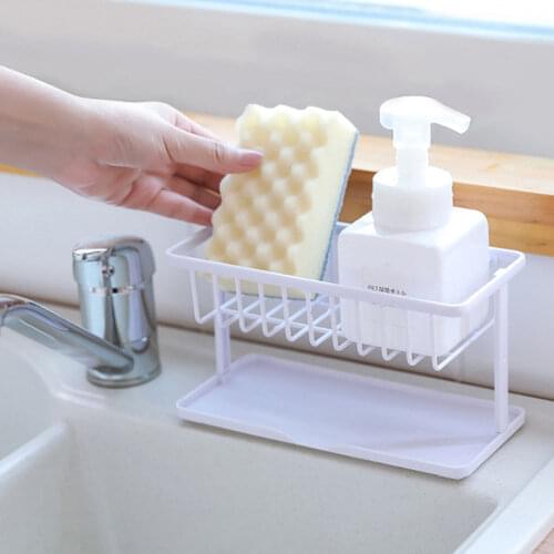 Kitchen Storage Rack Drain Rack Removable Washable Sink Shelf Sponge Storage Box Plastic Basket Kitchen Accessories
