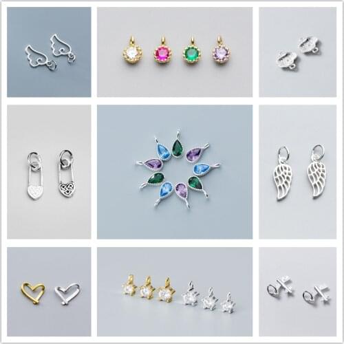 MEETSOFT Genuine S925 Sterling Silver Minimlist Charms DIY Handmade Fine Jewelry Necklace Deocration Accessory chic Gift