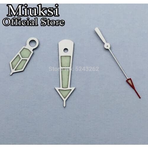 Miuksi silver watch hands green super luminous hands fit NH35 NH36 movement