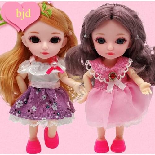 Fashion Kawaii Bjd Doll 16cm 13 Joints Dolls Royalty Doll Head With Princess Lace Clothes Remodeling Long Curly Hairs Bonecas