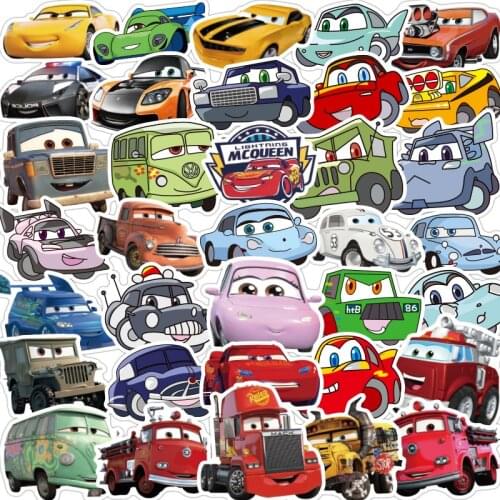 10/50Pcs Disney Kawaii Anime Stickers Funny Pixar Cars DIY Sticker Laptop Guitar Skateboard Luggage Waterproof Kids Toys
