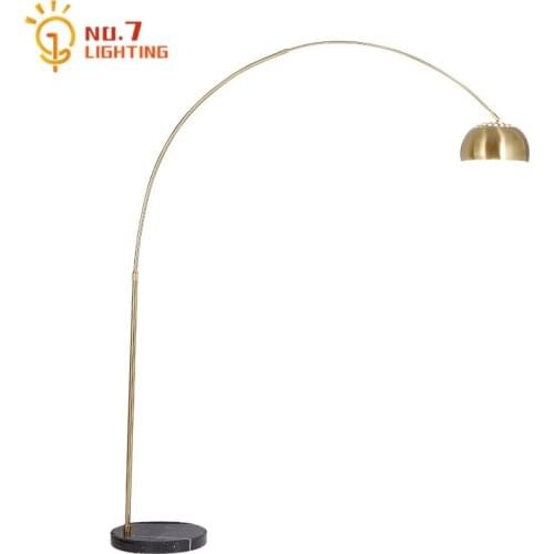 Nordic Design Industrial Fishing Floor Lamp Led E27 Marble Base Gold Lustre Lamp Stand for Living Room Study Reading Bedroom