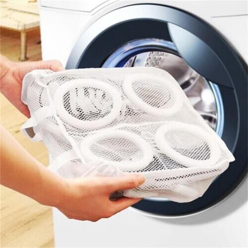 1 Pcs Nylon Laundry Bag Shoes Support Storage Organizer Mesh Washing Dry Sneaker Tennis Boots Baskets Household Cleaning Tools