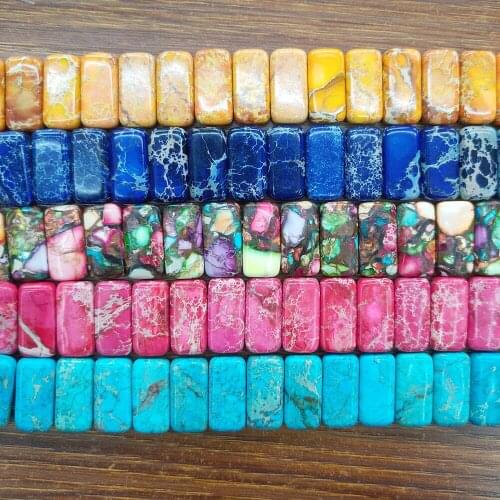 10x20mm Natural Semi-precious Stone Loose Beads Rectangle Shape DIY Bracelet Necklace Jewelry Accessories High Quality