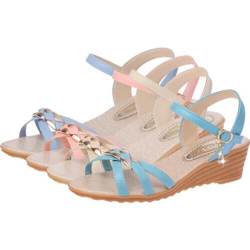 2019 Summer New Sweet Wedge With Thick Bottom Ladies Fish Mouth Flat Bottom Comfortable Non-slip Shoes