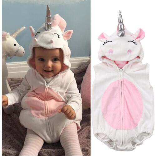 Toddler Newborn Unicorn Baby Girls Fleece Romper Jumpsuit Jumper Outfits Costume
