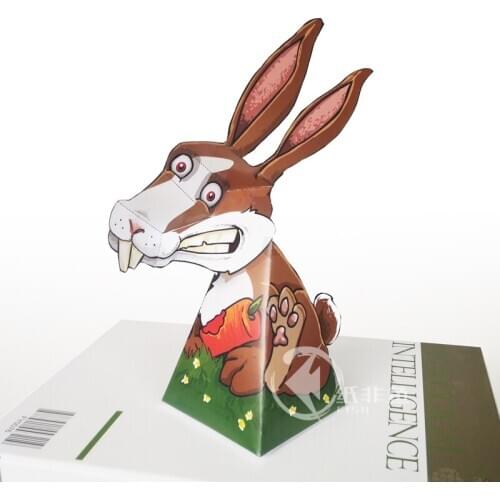 Optical Illusions Hare Rabbit Ornaments Folding Cute Mini 3D Paper Model Papercraft DIY Kids Adult Handmade Craft Toys ER-078
