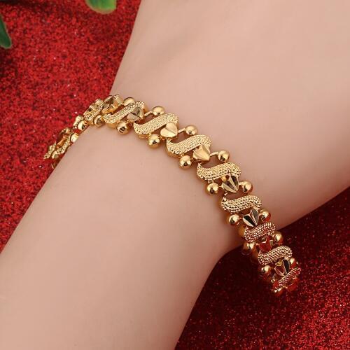 Wholesale Women Romantic Heart Bracelet Jewelry Gold Color Dubai Ethiopian African Women Gift Jewelry