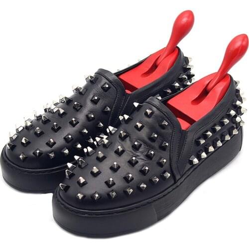 Wholesale Rivet Men Shoes Genuine Leather Casual Shoes Loafers Slip on Mens Shoes High Top Fashion Shoes for men