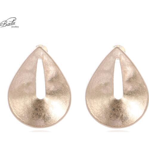 Badu Punk Stud Earring Antique Gold Women Big Concave Hollow Jewelry Simple Europe Stud Earrings Female Brincos Wholesale