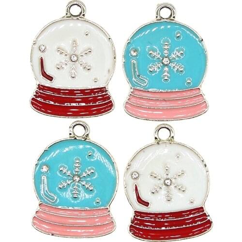 10pcs/lot Colorful Enamel Alloy charms kawaii Snowball Metal For DIY Earring Necklace Girls Jewelry Handmade Findings XL1006