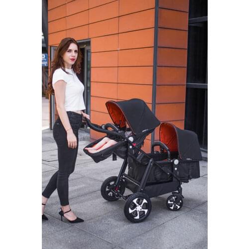 Portable Twin Stroller with High Landscape Longfeng Second Child Double Stroller Can Sit and Lie Back and Forth Stroller
