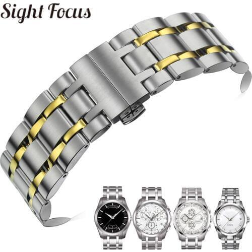 Solid Stainless Steel Curved End Watch Band 1853 for TISSOT Couturier T035617 T035439 T035627 T035407 Strap Wrist Metal Bracelet