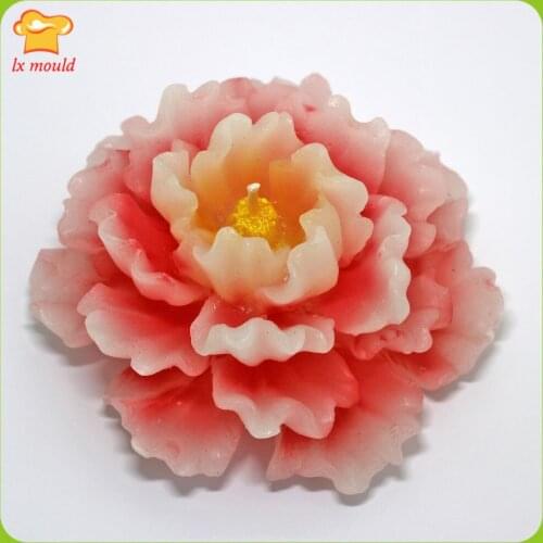 3D large Peony Flower Candle Silicone Molds Food Grade Blooming Flower Cake Decoration Silicone Moulds