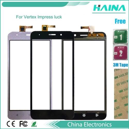 3M Tape Touch Panel Glass For Vertex Impress luck Touch Screen Digitizer Touchscreen Sensor with black gold color