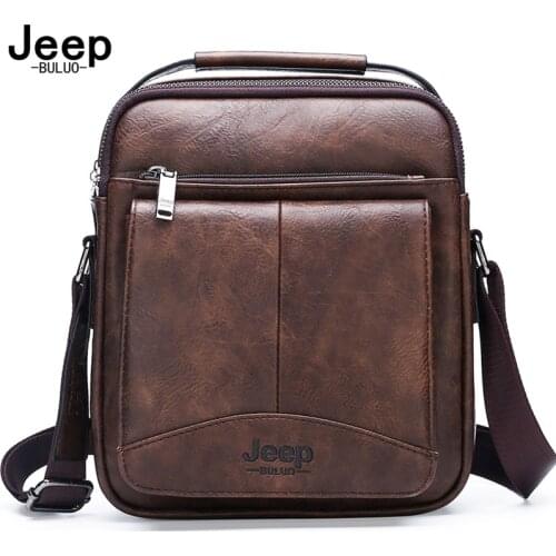 JEEP BULUO mens messenger bag multifunctional large capacity mens split leather bags famous designer fashion business high qua