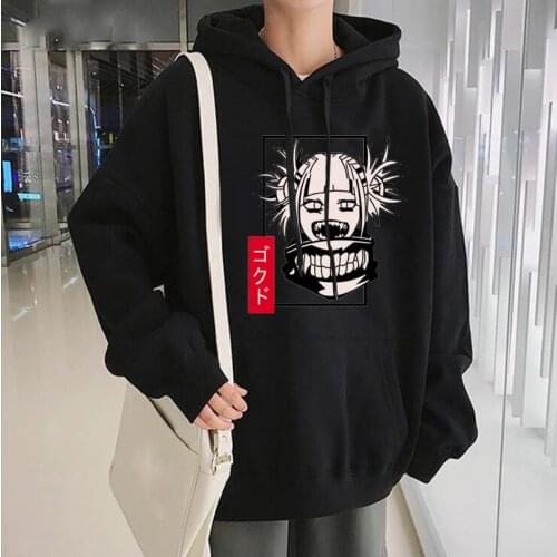 Anime My Hero Academia Himiko Toga Printing Kawaii Hoodies Sweatshirt Long Sleeve Winter Women Pullover Oversized Male Hoodies