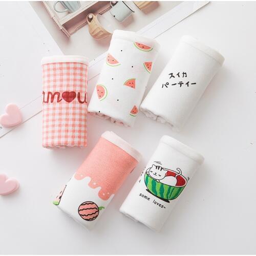 SP&CITY Watermelon Womens Underwear Cute Cotton Seamless Underpants Letter Panties Girl Mid Low Waisted Lingerie Comfort Briefs