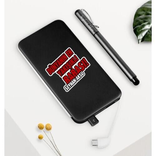 Tailor-made The World 'S Most Handsome Father Black 5000 mAh Powerbank and Pen Seti-1