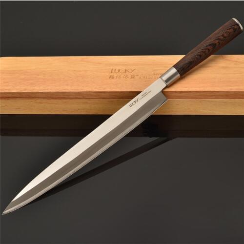27cm Left Hand Japanese Kitchen Knife Germany 1.4116 Stainless Steel Professional Filleting Yanagiba Sashimi Sushi Knife 11.2GW