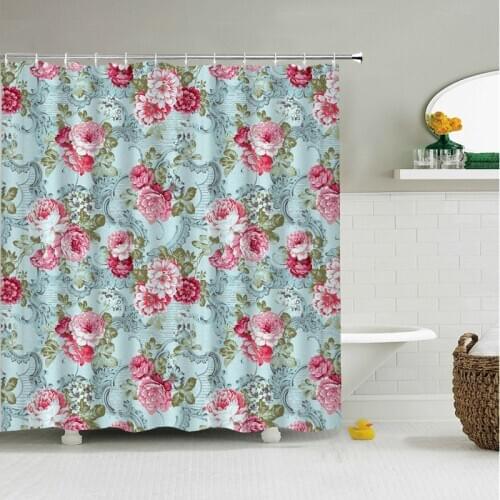 3d Flowers Pattern Bathroom Curtains Waterproof Shower Curtains with Hooks Bath Curtain High Quality Decoration Cloth Curtain