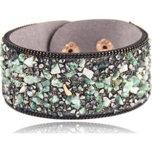 2020 Stone Bracelets For Women Wrap Cuff Slake Leather Bracelets With Crystal Rhinestone Couple Nature Bangles Jewelry