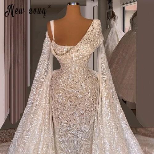 2021 High End Moroccan Mermaid Wedding Dress Vestido De Novia Bridal Dress Islamic Turkish White/Ivory Bridal Custom Made