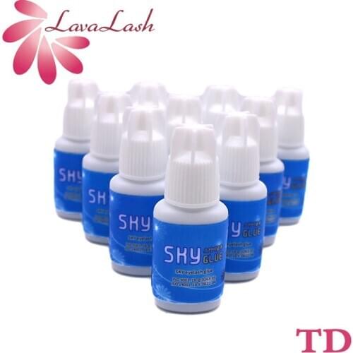 10 Bottles SKY Glue Eyelash Extensions TD Original White Cap Transparent Clear Makeups Tools Korea Lasting 5ml Low Stimulation
