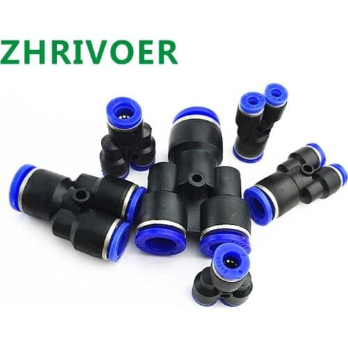 3 Way Port OD Hose Tube Push in Gas Plastic Pipe Fitting Connectors Quick Fittings Y Shape Air Pneumatic 12mm 8mm 10mm 6mm 4mm
